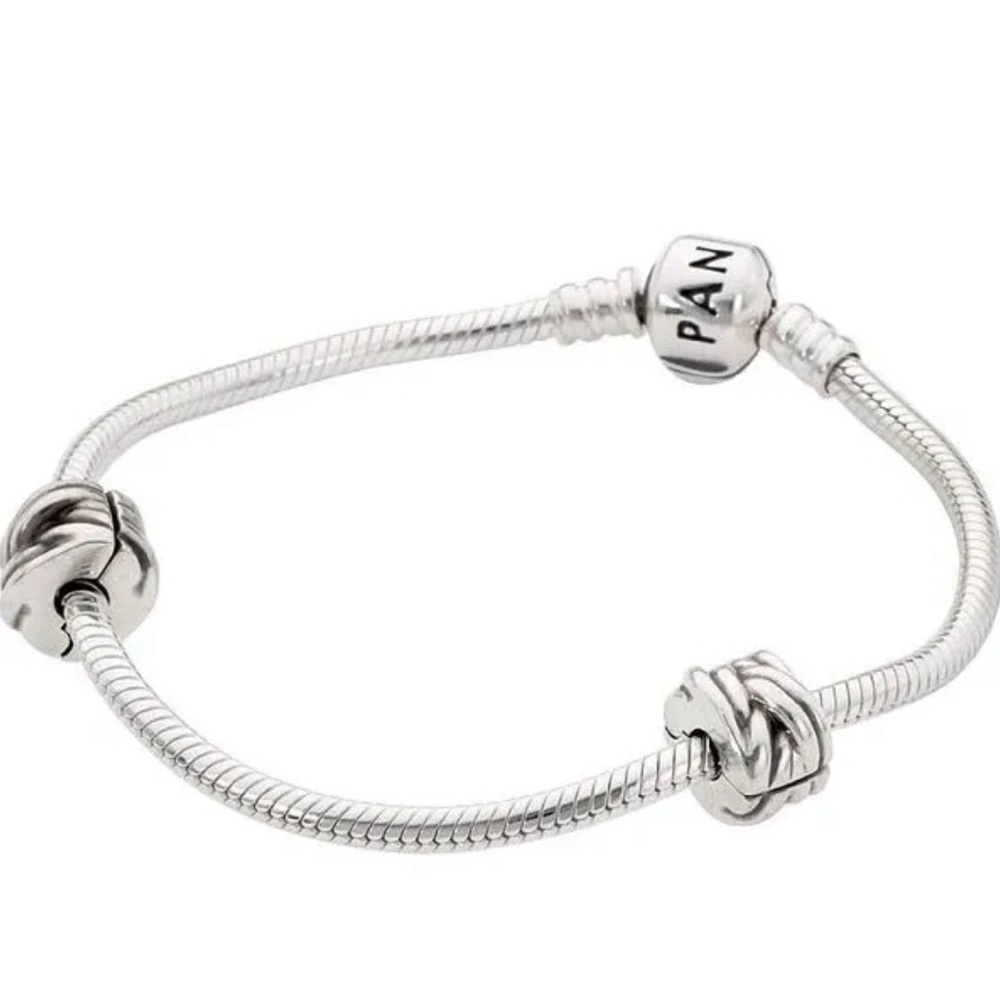 Pandora Authentic Sterling Silver Snake Bracelet with spacers